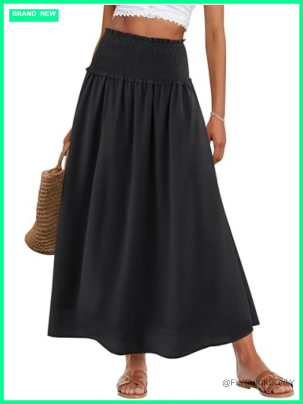 Women's Floral Print High Waisted Loose Fit Maxi Skirt with Elastic Waist and